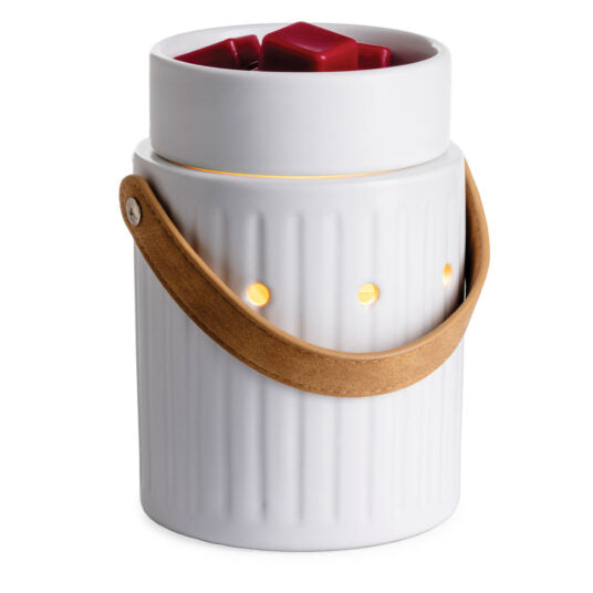 Leather Handle White Wax Warmer